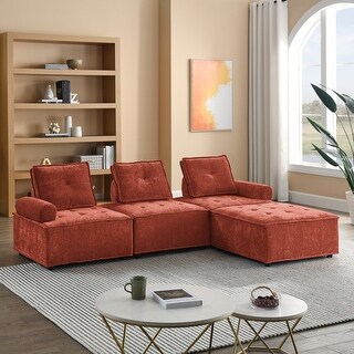 DIY Combination Couch Set L-shape Chenille Modular Sectional Sofa Set ...