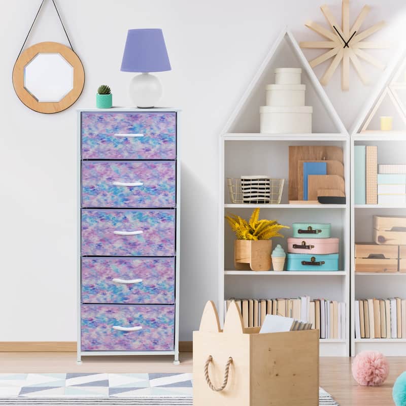 Dresser w/ 5 Drawers Furniture Tall Storage Organizer Unit for Bedroom