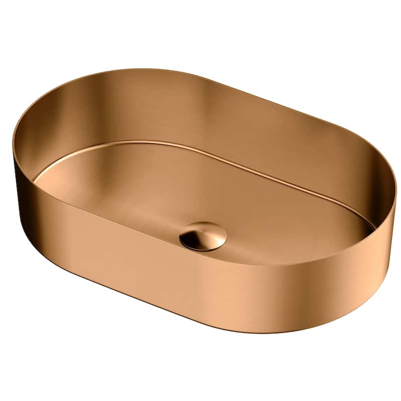 Karran USA CCV400 Cinox 21-5/8" Oval Stainless Steel Vessel Bathroom - Brushed Copper