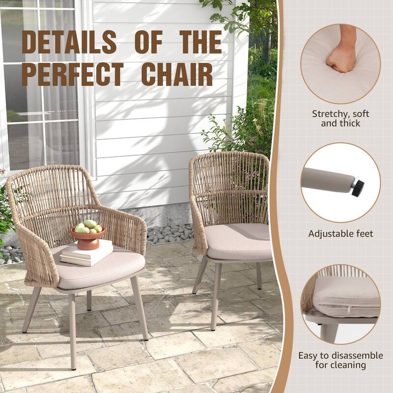 Outdoor Patio Dining Sets with PE Wicker Chairs and X-leg Aluminum Dining Table for 8 Persons