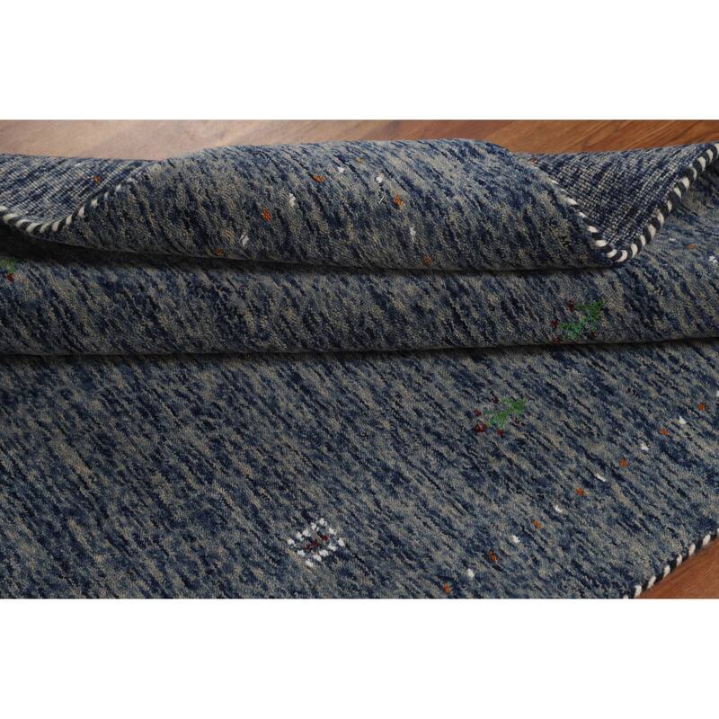 Hand Knotted Oriental 100% Wool Carpet Tribal Stripe Navy Blue & Blues Gabbeh Area Rug - 5' 10'' X 3' 11''