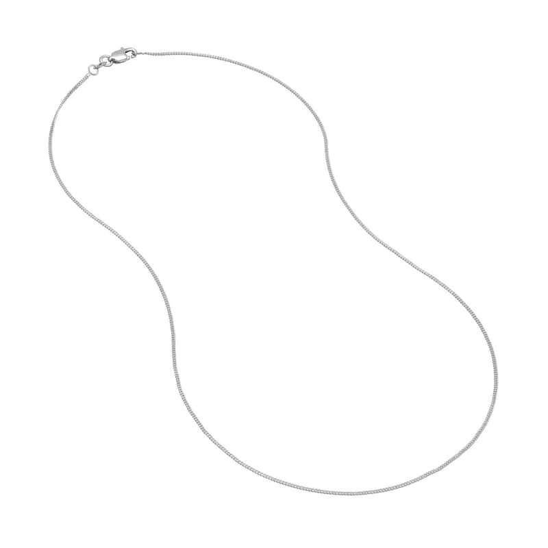 Curata 14k White Gold Curb Chain Necklace 1.04mm (Lobster)