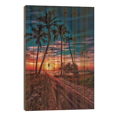 Beach Access Print On Wood by Ben Mulder - Multi-Color
