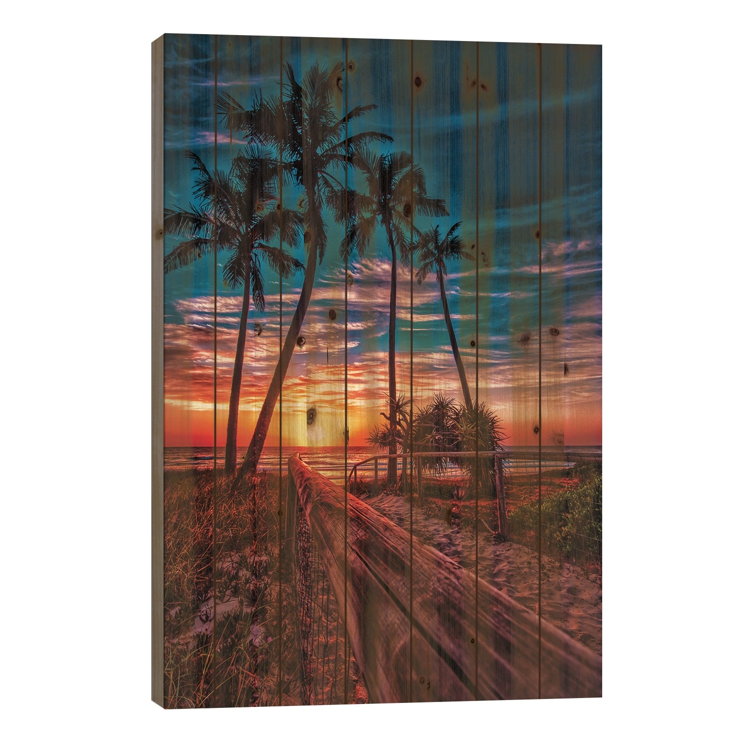 Beach Access Print On Wood by Ben Mulder - Multi-Color
