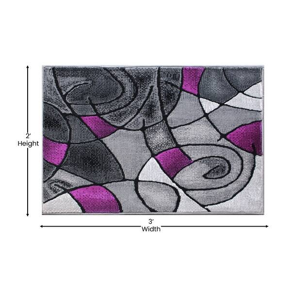 Jubilee Collection 2'x3' Purple Abstract Pattern Area Rug - OlefinRug ...