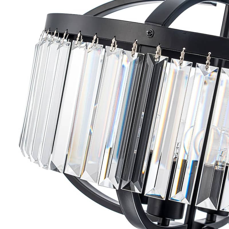 Vintage Luxury 4-Light Sparkle Crystal Round Cage Chandelier