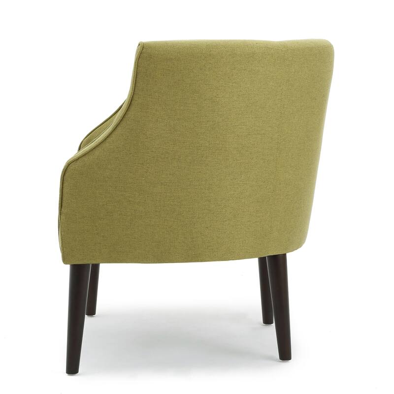 Fabric Modern Club Chair with Button-Tufted Back and Birch Wood Legs