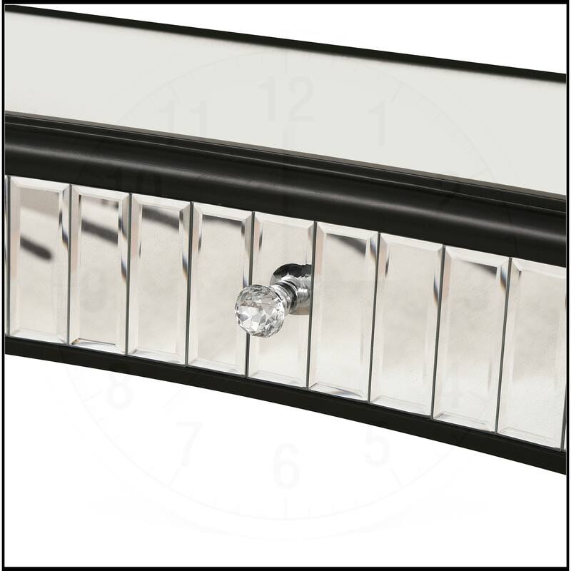 47" Half-Moon Mirrored Console Table with Fluted Glass