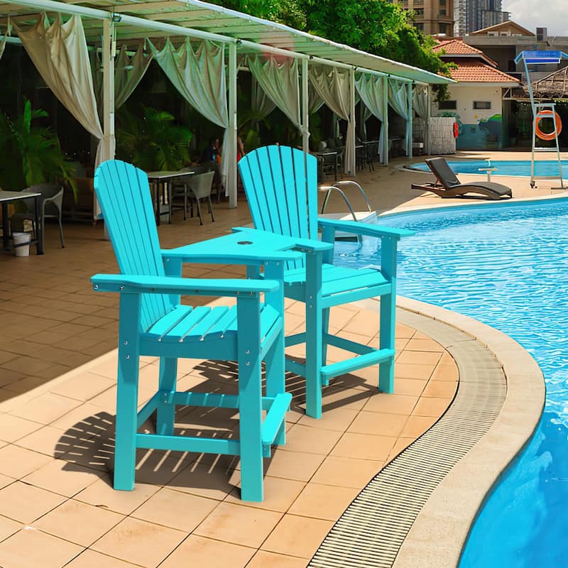Modern Outdoor Bar Stools Set of 2 or 4 - with Ergonomic Adirondack Design, Durable HDPE Construction & Weather-Resistant