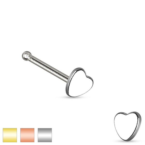 Heart Top 316L Surgical Steel Nose Stud (Sold Individually)