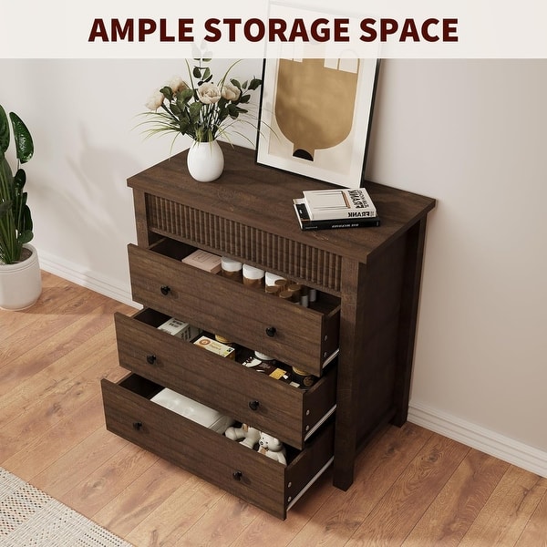 small 3 drawer dresser Marsden Mid-Century Modern Patina Wood Finish 3-Drawer Rattan Cane Chest of Drawers (38 in. W x 36 in. H)