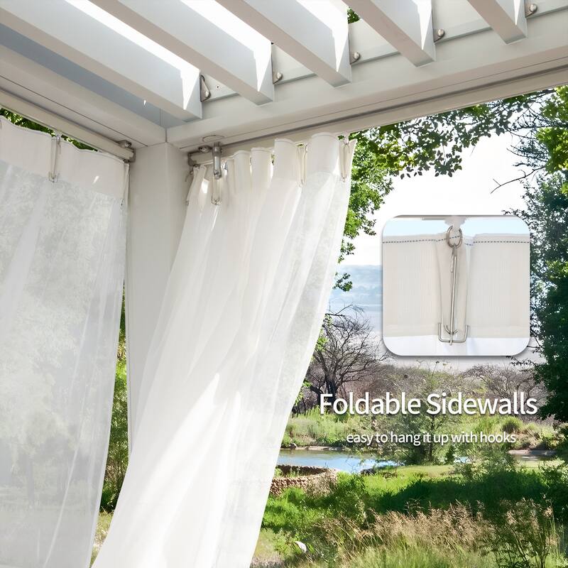 Cozywor Adjustable Louvered Roof Aluminum Pergola with Net Curtain