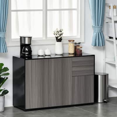 Kitchen Storage Cabinet with Push-Open Design, 2 Drawers