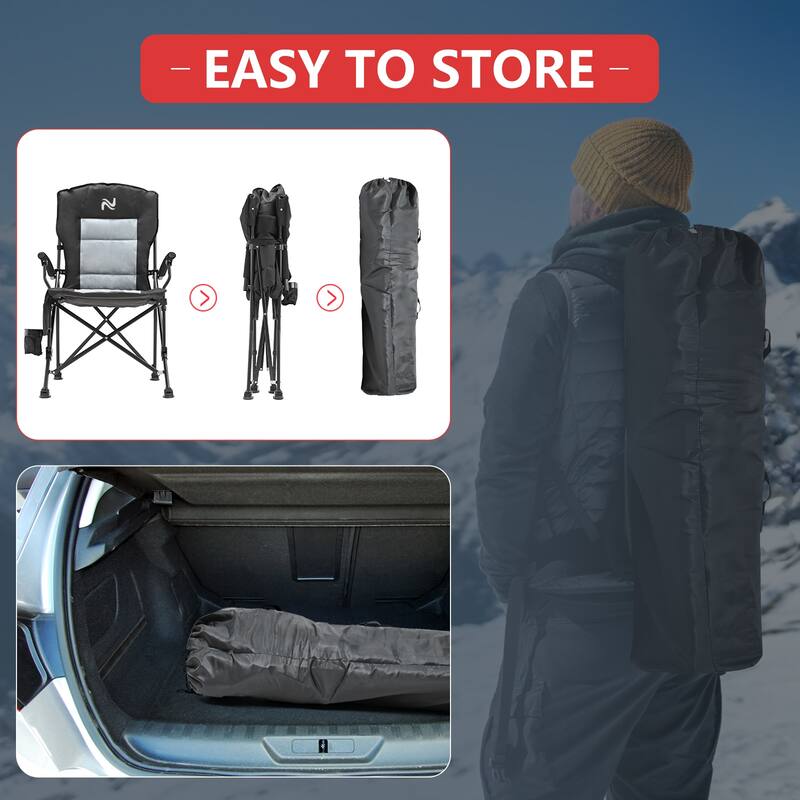 Outdoor Heated Folding Camping Chair 3 Heat Levels Portable Folding