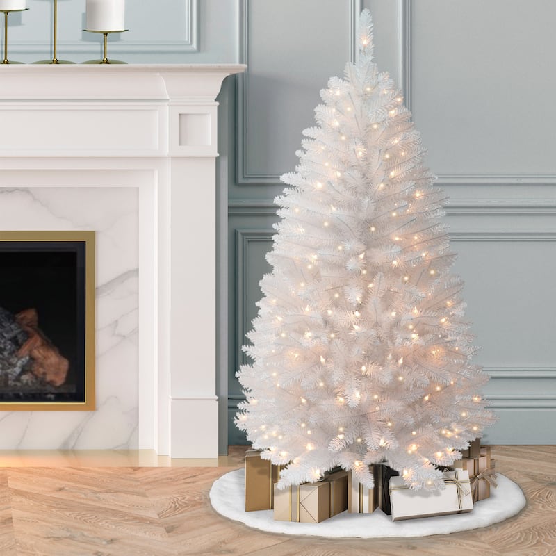 Puleo International 4.5 ft. White Pencil Fraser Fir Christmas Tree - 15 Foot - White