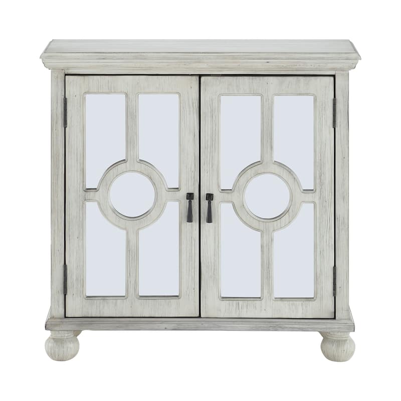 Modern Traditional Accent Chest with Mirror Doors Pulls Wooden