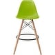 preview thumbnail 28 of 57, Counter Stool With Back Plastic Molded Wooden Eiffel Base For Kitchen Island Hotel Work High Chair Green