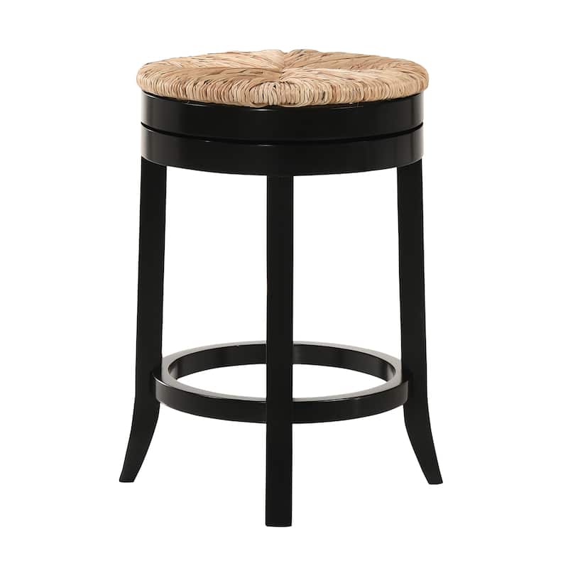 The Curated Nomad Aragon Rush Seat Swivel 24-inch Counter Stool