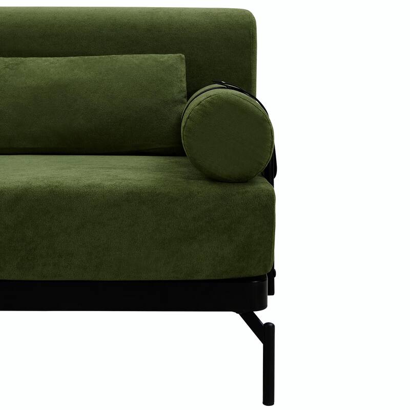 Modern Loveseat Sofa 59" Sofa Couch 2-Seater with Flexible USB Ports and Unique Cylindrical Armrests