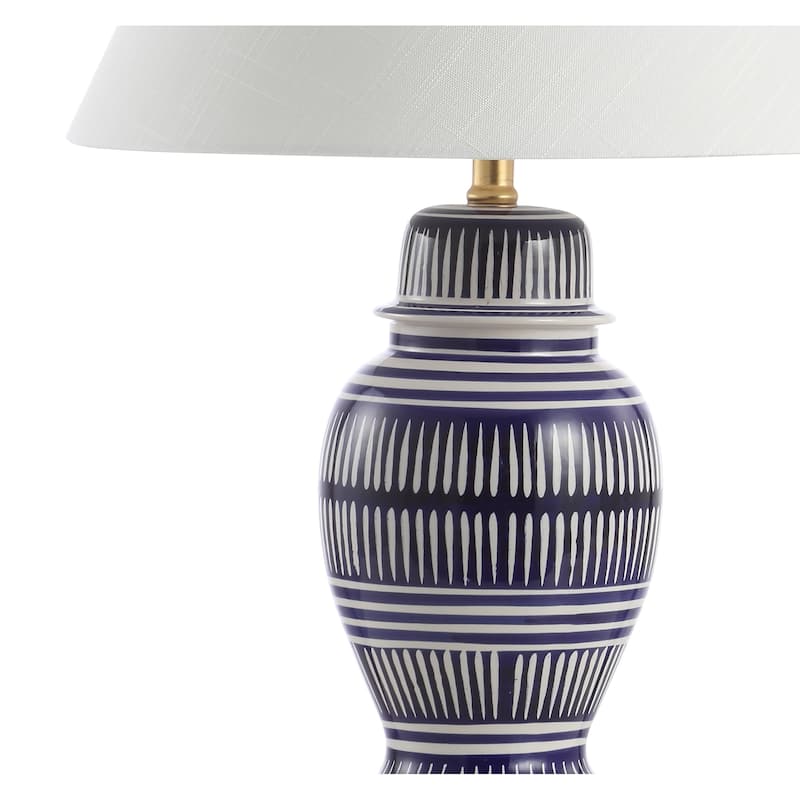 Tegola 27" Ceramic/Iron Modern Coastal LED Table Lamp, Navy by JONATHAN Y