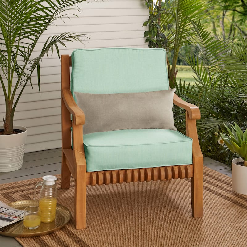 Sorra Home Oakley Sunbrella Solid Indoor/ Outdoor Corded Chair Cushion Set and Lumbar Pillow