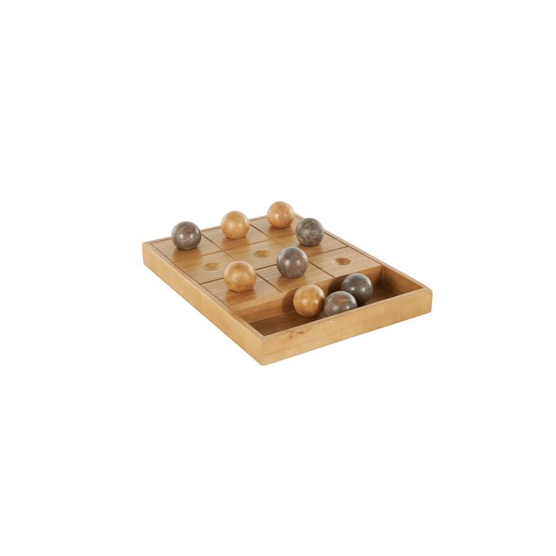 Brown Wood Home Decor Game Set with 9 Balls - 16"W x 12"L x 2"H