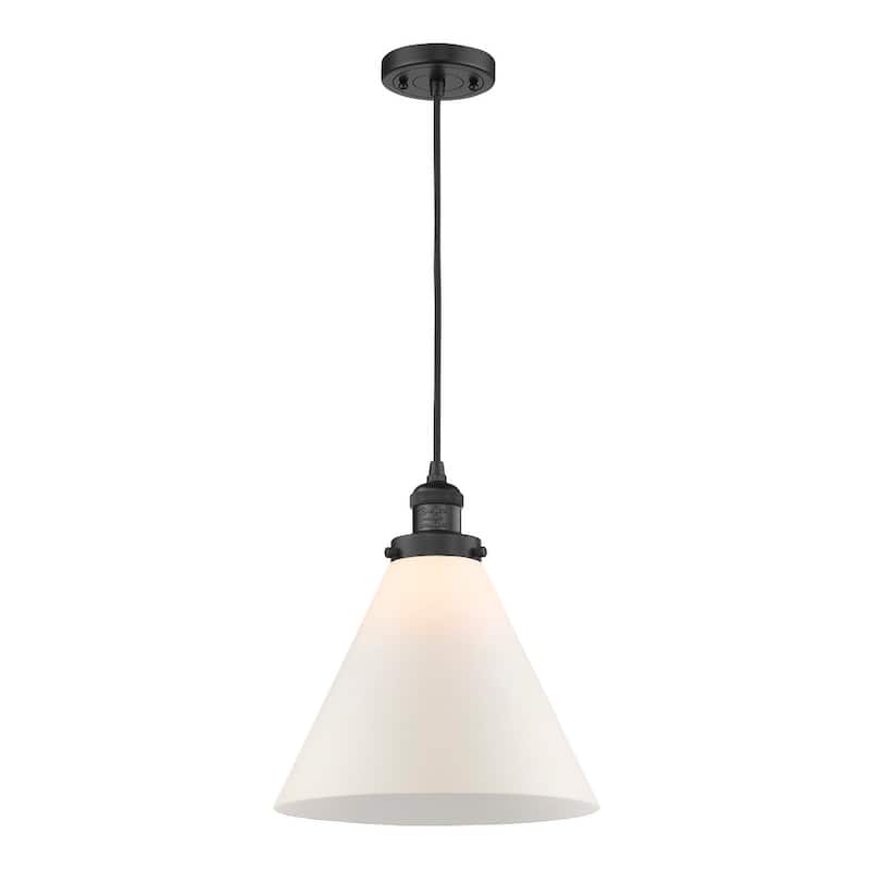 Innovations Lighting X-Large Cone Single Light 12" Wide Pendant - Matte Black / Matte White Cased