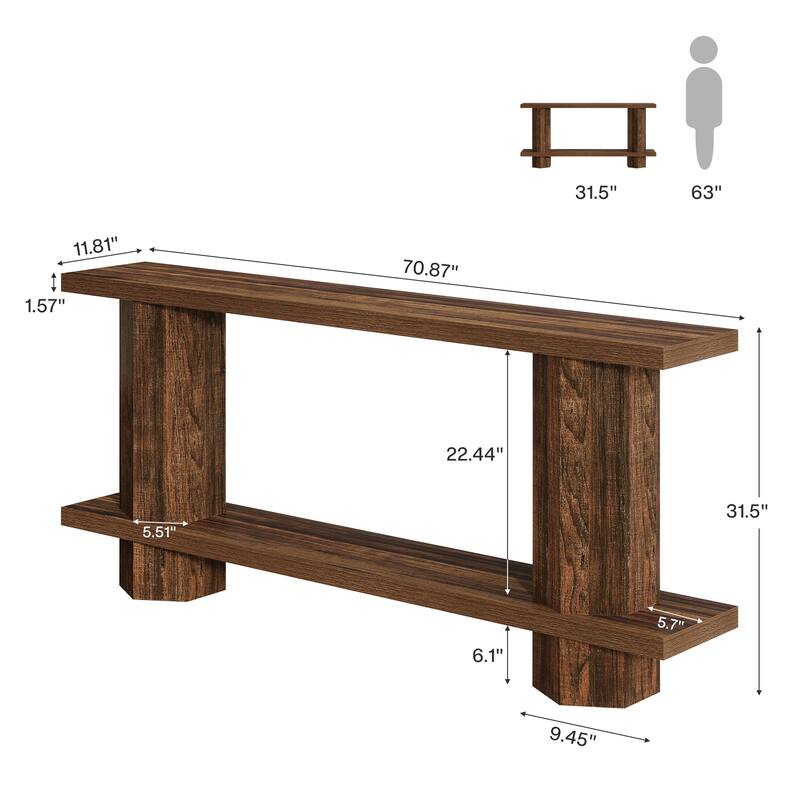 71'' Long Console Table for Entryway, Wood Sofa Table Behind Couch