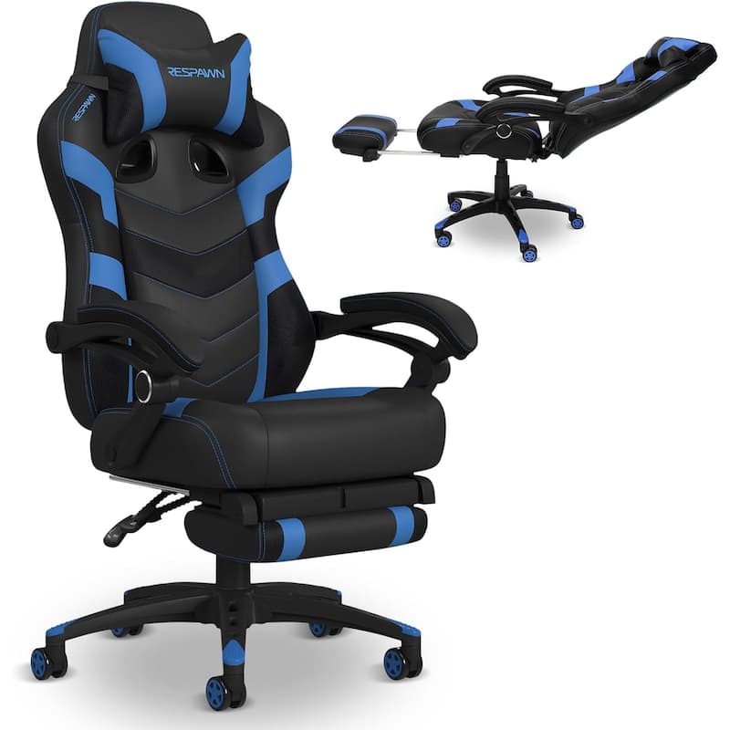 RESPAWN 110 Pro Gaming Chair - Gaming Chair with Footrest, Ergonomic Computer Desk Chair - Blue