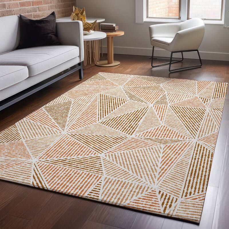 Premium Washable Super Soft Contemporary Mosaic Mayfield Rug - Terracotta - 9' x 12' - Rectangle