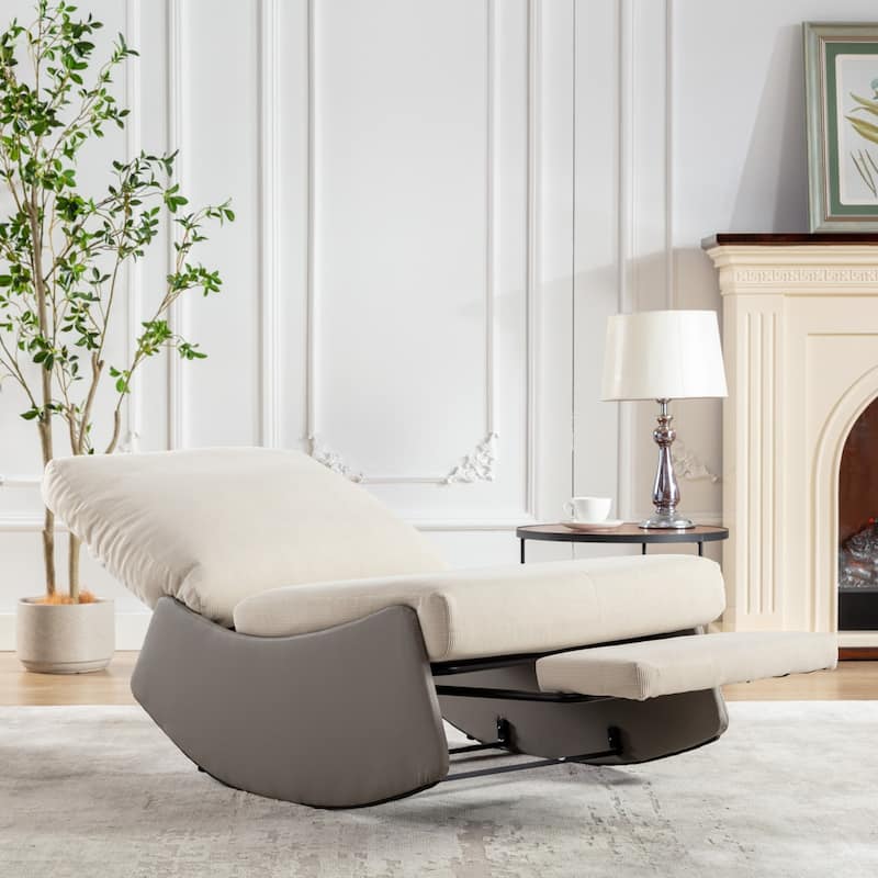 Upholstered Lounge Recliner Rocking Chair with Footrest