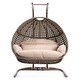 preview thumbnail 2 of 4, Wicker Hanging Double-Seat Swing Chair with Stand and Cushion