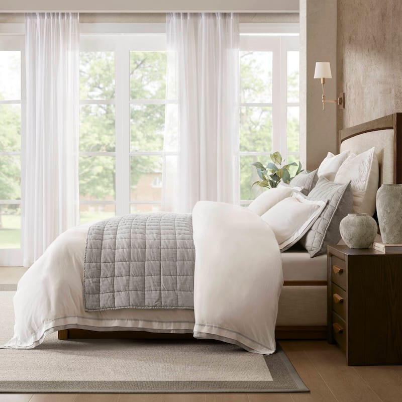 Harbor House Linen Blend Double Flange Duvet Cover Set