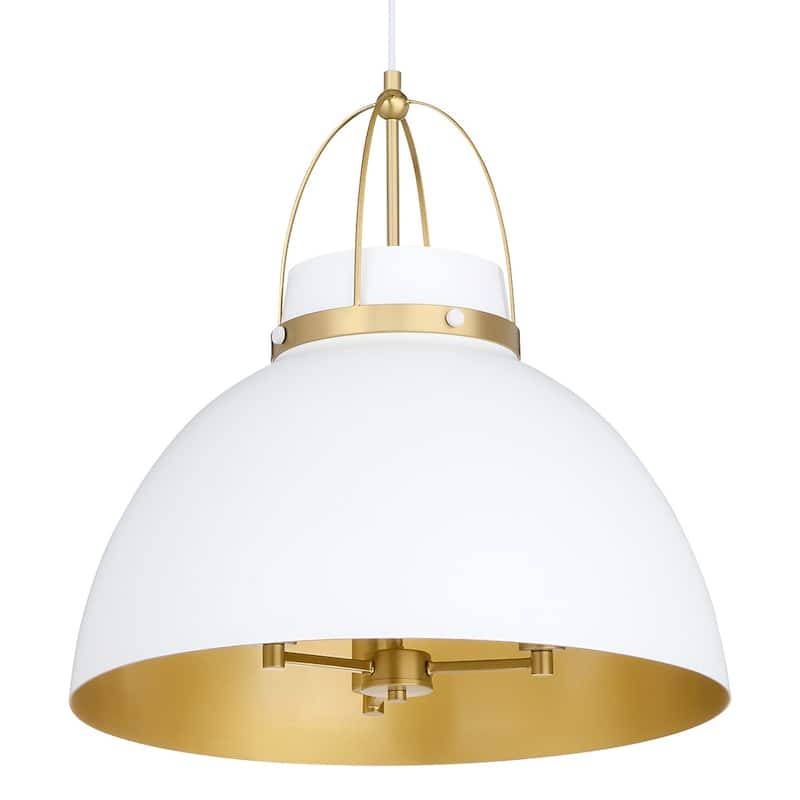 Quorum International 823-3 Pruitt 3 Light 21" Wide Pendant - Studio White / Aged Brass