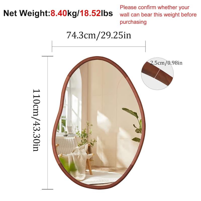 Asymmetrical Decorative Wall Mirror Irregular Wood Frame