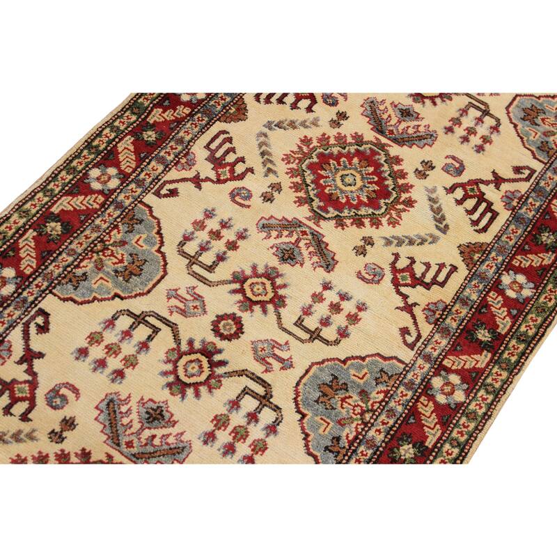 Tribal Kazak Maxwell Natural/Red Wool Runner - 2'8'' x 9'8''