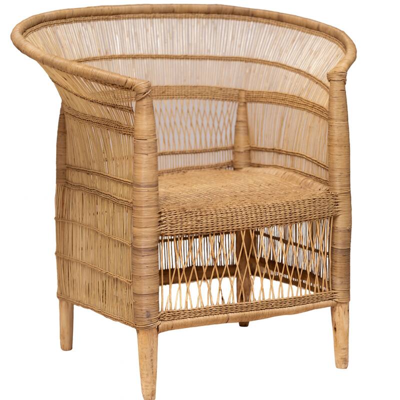 100% Handwoven Natural Rattan 2-Piece Indoor Seating Set with Chair and Loveseat, Solid Wood Frame, Boho Farmhouse