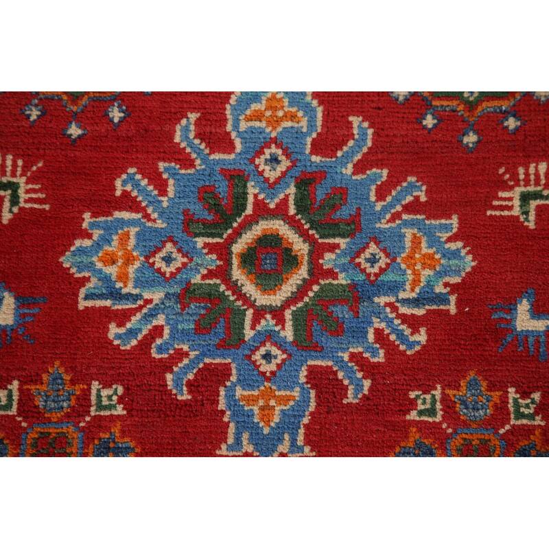 Red Kazak Accent Rug Hand-Knotted Oriental Wool Carpet - 2'9"x 4'1"