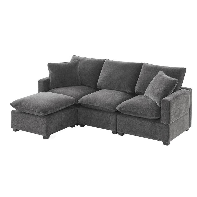 Modern Modular Sectional Sofa with Reconfigurable Chenille Seating and Foam Cushions for Versatile Home Living Spaces