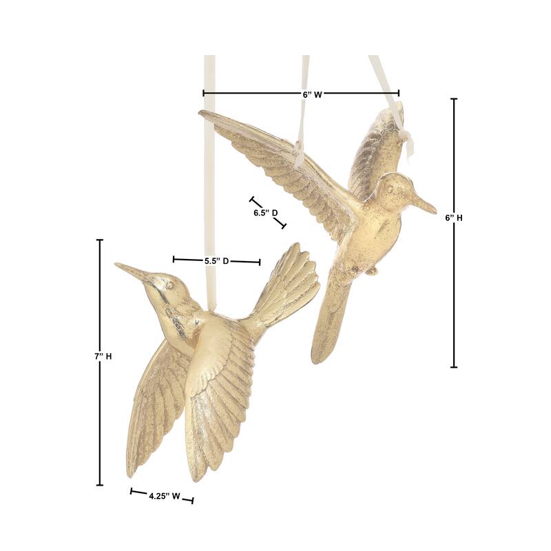 7.5" Resin Hummingbird Ornament Set of 2