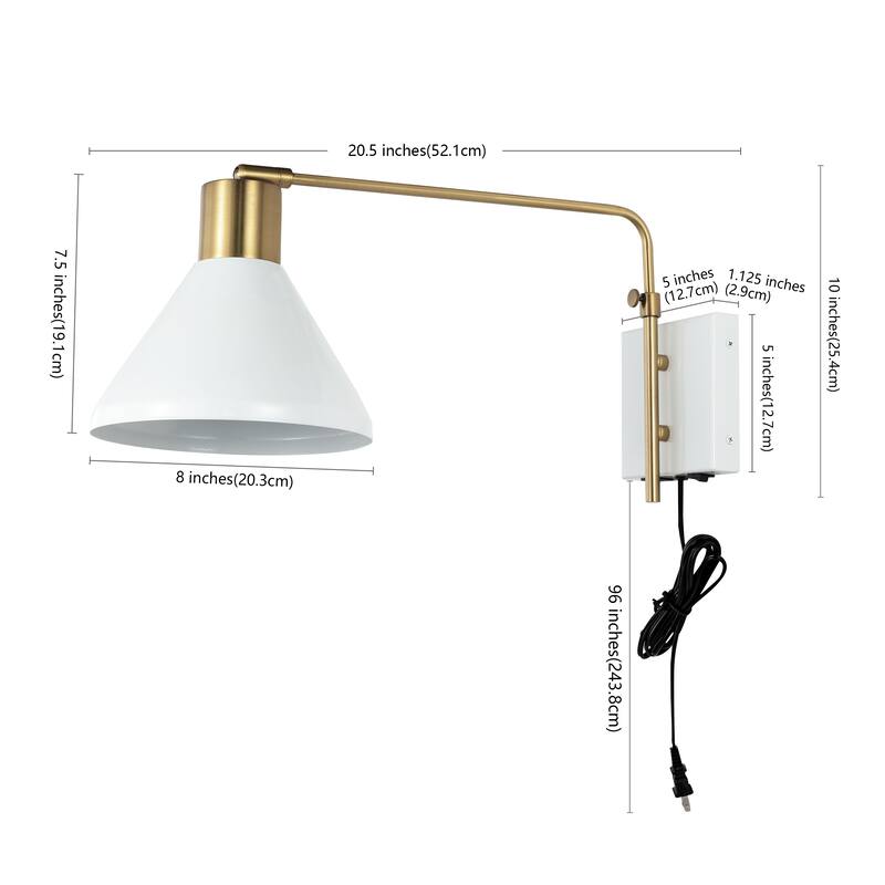 Justina Swing Arm 1-Light Modern Midcentury Iron USB Charging Port LED Sconce, by JONATHAN Y