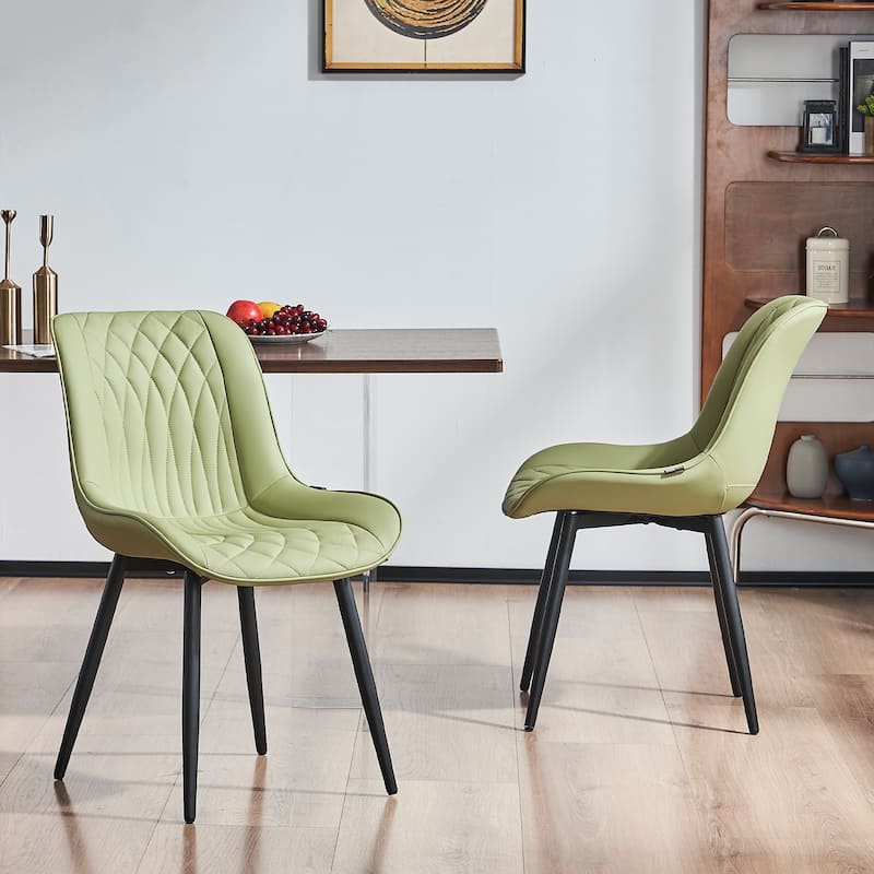 Modern Dining Chairs Set of 2 Upholstered Dining Room Chairs - Avocado Green