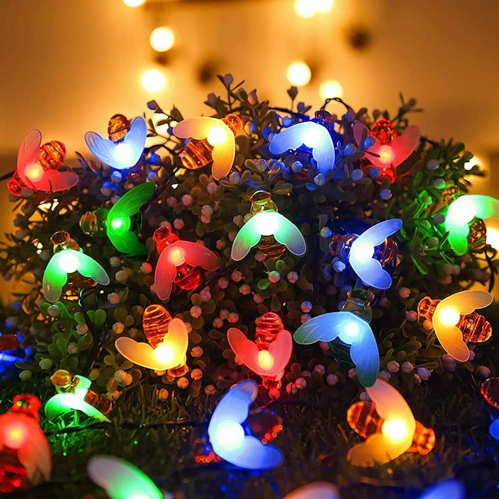21.3ft Solar Bee String Garden Lights Outdoor Multicolor 30LED