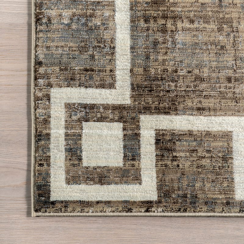 Olvera Geometric Bordered Area Rug