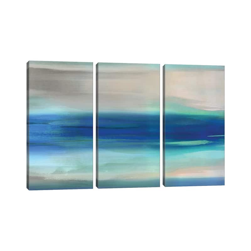 iCanvas "Blue And Green Stroke" by Jake Messina 3-Piece Canvas Wall Art Set