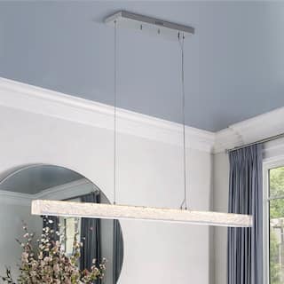 Contemporary Dimmable LED Crystal Style Resin Linear Island Pendant