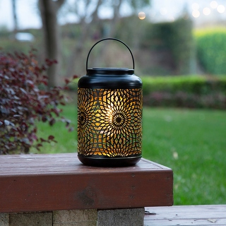 Glitzhome 8.75 H Metal Cutout Solar Powered Outdoor Hanging Lantern On Sale Bed Bath Beyond 33824335