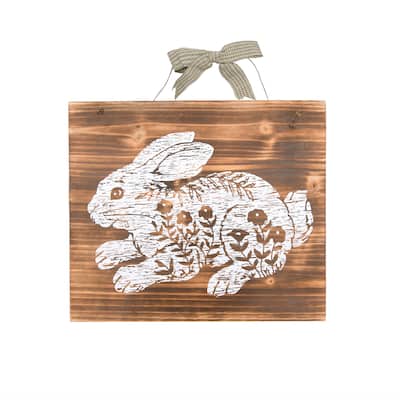 13" x 15" Etched Rabbit Easter Wall Art