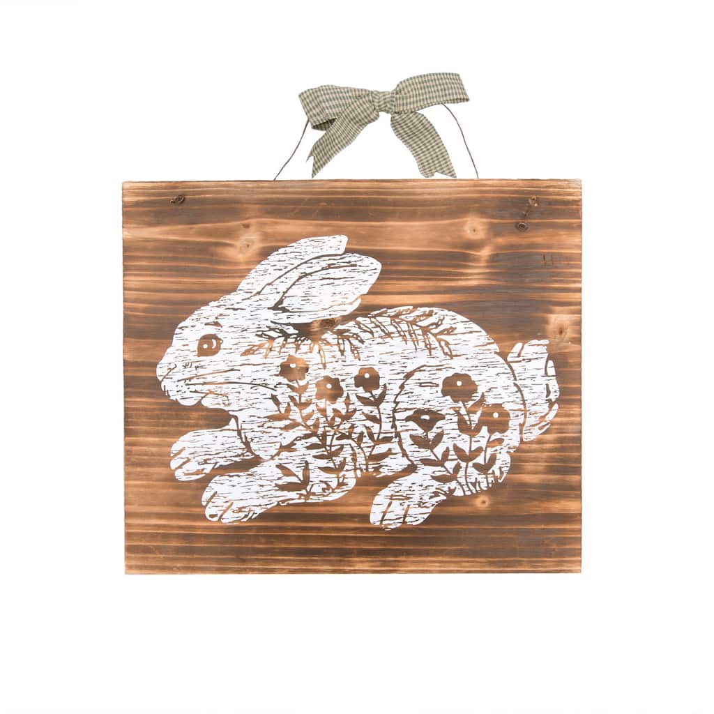 13" x 15" Etched Rabbit Easter Wall Art