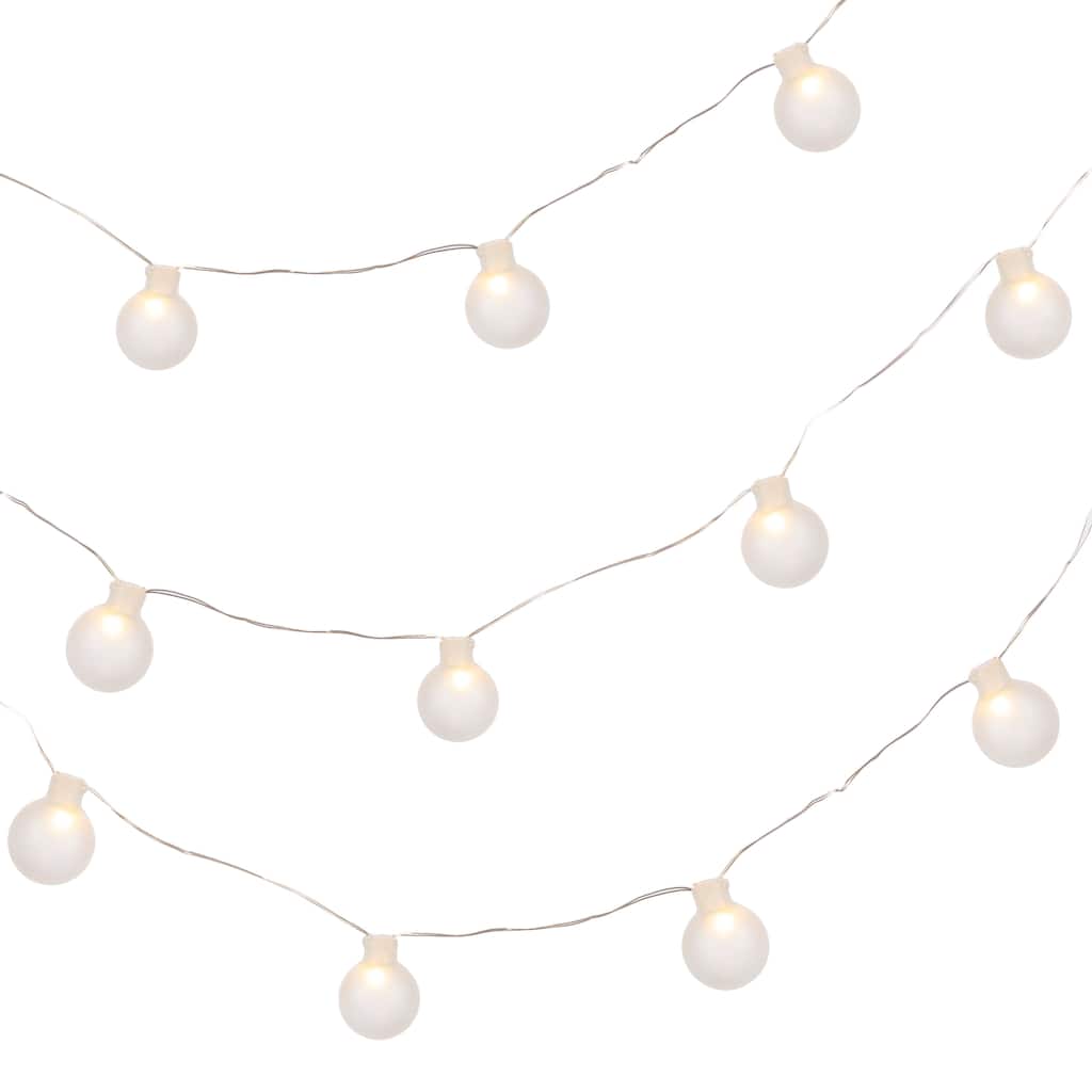 Battery Operated White Frosted Glass Bubble Light String - N/A